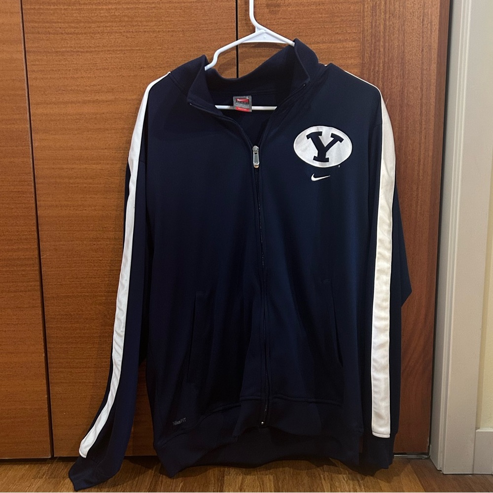 Nike BYU Cougars Navy and White Zip-Up Jacket
